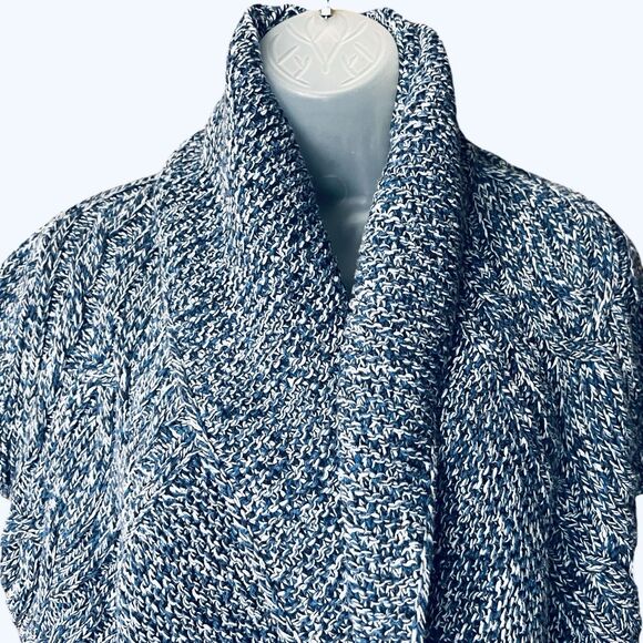 Vtg Y2K Express Blue Short Sleeve Shrug Sweater Sz M  Wide Fold Over Collar - Picture 7 of 10